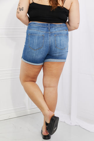 Shop Kancan Full Size High Rise Medium Stone Wash Denim Shorts Now On Klozey Store - Trendy U.S. Premium Women Apparel & Accessories And Be Up-To-Fashion!