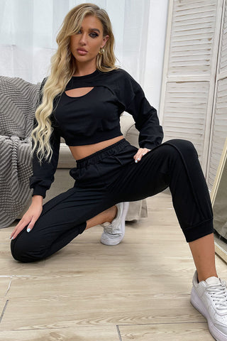 Shop Cut Out Crop Top and Joggers Set Now On Klozey Store - U.S. Fashion And Be Up-To-Fashion!