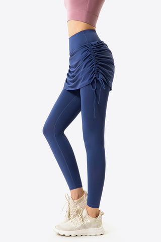 Shop Drawstring Ruched Faux Layered Yoga Leggings Now On Klozey Store - U.S. Fashion And Be Up-To-Fashion!