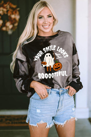 Shop Ghost Graphic Round Neck Sweatshirt Now On Klozey Store - Trendy U.S. Premium Women Apparel & Accessories And Be Up-To-Fashion!