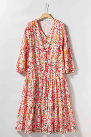 Shop Paisley V-Neck Tied Dress Now On Klozey Store - Trendy U.S. Premium Women Apparel & Accessories And Be Up-To-Fashion!