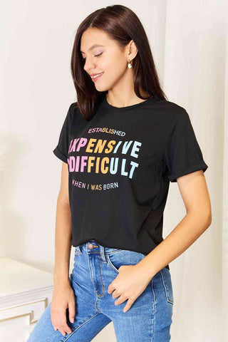Shop Simply Love Slogan Graphic Cuffed Sleeve T-Shirt Now On Klozey Store - Trendy U.S. Premium Women Apparel & Accessories And Be Up-To-Fashion!