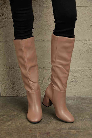 Shop East Lion Corp Block Heel Knee High Boots Now On Klozey Store - Trendy U.S. Premium Women Apparel & Accessories And Be Up-To-Fashion!