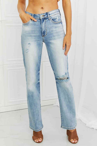 Shop Judy Blue Natalie Full Size Distressed Straight Leg Jeans Now On Klozey Store - U.S. Fashion And Be Up-To-Fashion!