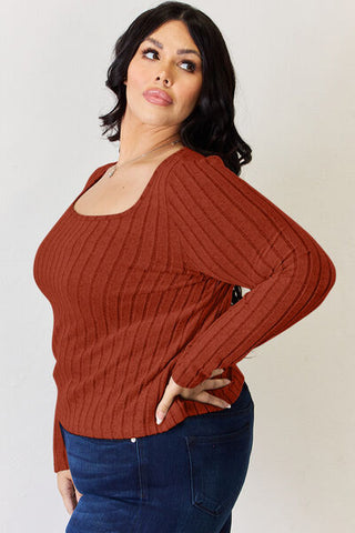 Shop Basic Bae Full Size Ribbed Long Sleeve T-Shirt Now On Klozey Store - Trendy U.S. Premium Women Apparel & Accessories And Be Up-To-Fashion!