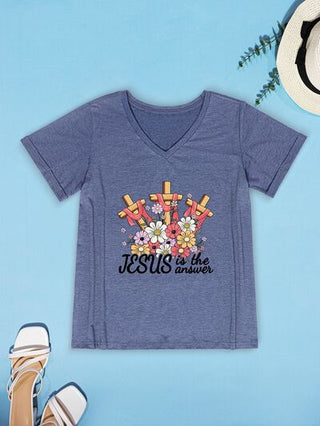 Shop JESUS IS THE ANSWER V-Neck T-Shirt Now On Klozey Store - Trendy U.S. Premium Women Apparel & Accessories And Be Up-To-Fashion!