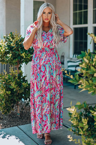 Shop Multicolored V-Neck Maxi Dress Now On Klozey Store - U.S. Fashion And Be Up-To-Fashion!