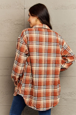 Shop Ninexis Full Size Plaid Collared Neck Button-Down Long Sleeve Jacket Now On Klozey Store - U.S. Fashion And Be Up-To-Fashion!