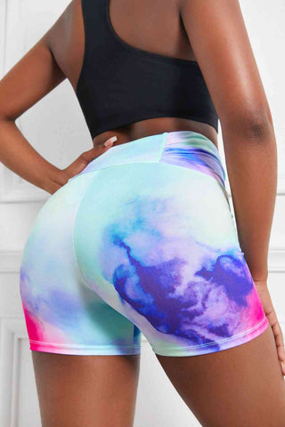 Shop Tie-Dye Tie Detail Ruched Sports Shorts Now On Klozey Store - Trendy U.S. Premium Women Apparel & Accessories And Be Up-To-Fashion!