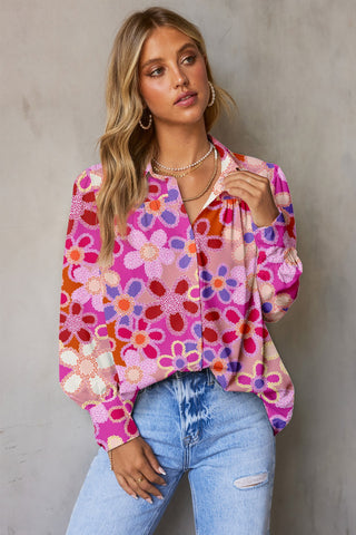 Shop Printed Collared Neck Long Sleeve Shirt Now On Klozey Store - Trendy U.S. Premium Women Apparel & Accessories And Be Up-To-Fashion!