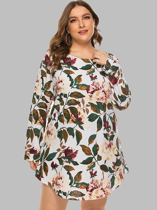 Shop Full Size Floral Long Sleeve Mini Dress Now On Klozey Store - Trendy U.S. Premium Women Apparel & Accessories And Be Up-To-Fashion!