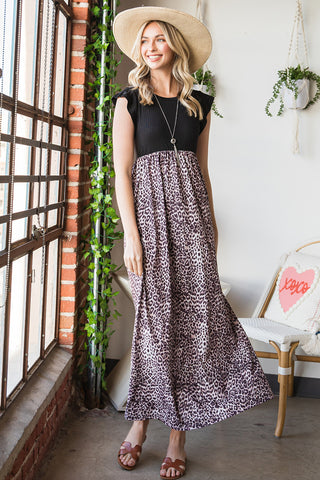 Shop Leopard Print Round Neck Maxi Dress with Pockets Now On Klozey Store - U.S. Fashion And Be Up-To-Fashion!