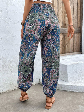 Shop Printed Smocked Waist Pants Now On Klozey Store - Trendy U.S. Premium Women Apparel & Accessories And Be Up-To-Fashion!
