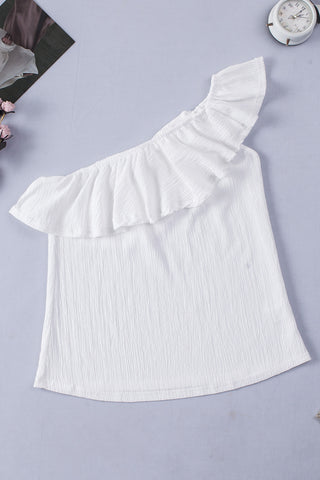 Shop Ruffled One-Shoulder Tank Now On Klozey Store - Trendy U.S. Premium Women Apparel & Accessories And Be Up-To-Fashion!