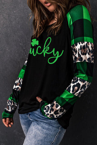 Shop LUCKY Plaid Long Sleeve T-Shirt Now On Klozey Store - Trendy U.S. Premium Women Apparel & Accessories And Be Up-To-Fashion!