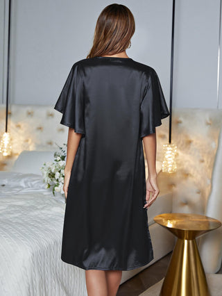 Shop V-Neck Flutter Sleeve Night Dress Now On Klozey Store - Trendy U.S. Premium Women Apparel & Accessories And Be Up-To-Fashion!