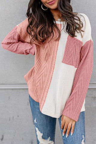 Shop Full Size Color Block Cable-Knit Sweater Now On Klozey Store - Trendy U.S. Premium Women Apparel & Accessories And Be Up-To-Fashion!