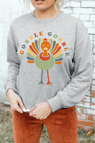 Shop GOBBLE GOBBLE Graphic Long Sleeve Sweater Now On Klozey Store - Trendy U.S. Premium Women Apparel & Accessories And Be Up-To-Fashion!