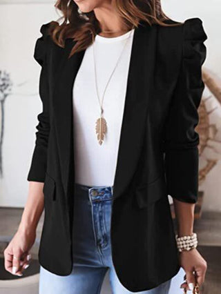 Shop Collared Neck Puff Sleeve Blazer Now On Klozey Store - Trendy U.S. Premium Women Apparel & Accessories And Be Up-To-Fashion!