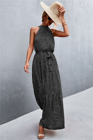 Shop Printed Sleeveless Tie Waist Maxi Dress Now On Klozey Store - Trnedy U.S. Premium Women Apparel & Accessories And Be Up-To-Fashion!