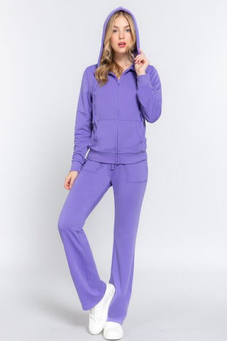 Shop ACTIVE BASIC French Terry Zip Up Hoodie and Drawstring Pants Set Now On Klozey Store - Trendy U.S. Premium Women Apparel & Accessories And Be Up-To-Fashion!