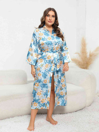 Shop Plus Size Tie Waist Robe Now On Klozey Store - Trendy U.S. Premium Women Apparel & Accessories And Be Up-To-Fashion!