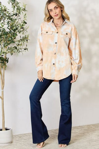Shop BiBi Tie Dye Button Down Long Sleeve Shirt Now On Klozey Store - Trendy U.S. Premium Women Apparel & Accessories And Be Up-To-Fashion!