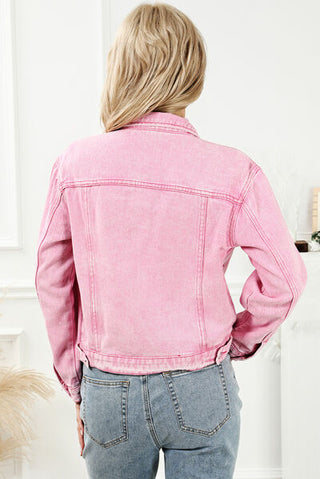 Shop Pocketed Button Up Collared Neck Denim Jacket Now On Klozey Store - U.S. Fashion And Be Up-To-Fashion!