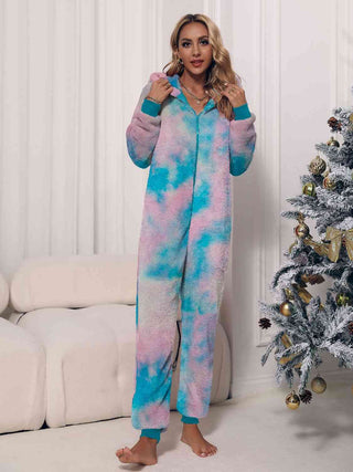 Shop Zip Front Long Sleeve Hooded Teddy Lounge Jumpsuit Now On Klozey Store - Trendy U.S. Premium Women Apparel & Accessories And Be Up-To-Fashion!
