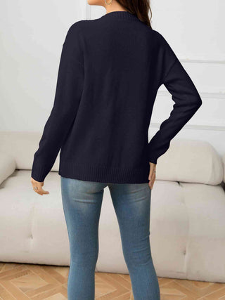Shop V-Neck Long Sleeve Buttoned Knit Top with Pocket Now On Klozey Store - Trendy U.S. Premium Women Apparel & Accessories And Be Up-To-Fashion!
