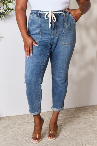 Shop Judy Blue Full Size High Waist Drawstring Denim Jeans Now On Klozey Store - Trendy U.S. Premium Women Apparel & Accessories And Be Up-To-Fashion!