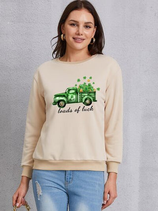 Shop LOADS OF LUCK Round Neck Sweatshirt Now On Klozey Store - Trendy U.S. Premium Women Apparel & Accessories And Be Up-To-Fashion!