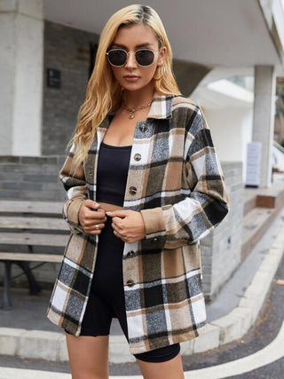Shop Plaid Buttoned Collared Neck Shirt Now On Klozey Store - Trendy U.S. Premium Women Apparel & Accessories And Be Up-To-Fashion!