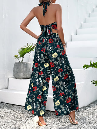Shop Floral Halter Neck Top and Wide Leg Pants Set Now On Klozey Store - Trnedy U.S. Premium Women Apparel & Accessories And Be Up-To-Fashion!