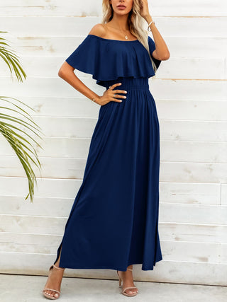 Shop Off-Shoulder Slit Maxi Dress Now On Klozey Store - Trnedy U.S. Premium Women Apparel & Accessories And Be Up-To-Fashion!