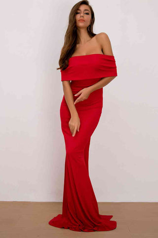 Shop Off-Shoulder Floor Length Dress Now On Klozey Store - U.S. Fashion And Be Up-To-Fashion!