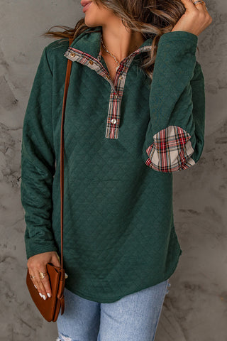Shop Plaid Snap Down Sweatshirt Now On Klozey Store - Trendy U.S. Premium Women Apparel & Accessories And Be Up-To-Fashion!