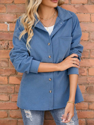 Shop Button Up Dropped Shoulder Jacket Now On Klozey Store - Trendy U.S. Premium Women Apparel & Accessories And Be Up-To-Fashion!