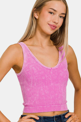 Shop Zenana Washed Ribbed Cropped Tank Now On Klozey Store - Trendy U.S. Premium Women Apparel & Accessories And Be Up-To-Fashion!