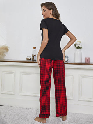Shop V-Neck Top and Gingham Pants Lounge Set Now On Klozey Store - Trendy U.S. Premium Women Apparel & Accessories And Be Up-To-Fashion!