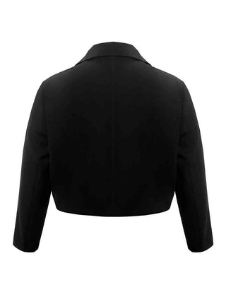 Shop Plus Size Buttoned Lapel Collar Long Sleeve Blazer Now On Klozey Store - Trendy U.S. Premium Women Apparel & Accessories And Be Up-To-Fashion!