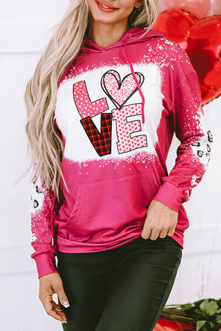Shop LOVE Heart Drawstring Dropped Shoulder Hoodie Now On Klozey Store - Trendy U.S. Premium Women Apparel & Accessories And Be Up-To-Fashion!