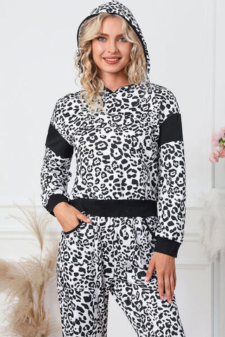 Shop Leopard Contrast Hoodie and Pants Set Now On Klozey Store - Trendy U.S. Premium Women Apparel & Accessories And Be Up-To-Fashion!