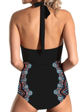 Shop Cutout Printed Halter Neck One-Piece Swimwear Now On Klozey Store - Trendy U.S. Premium Women Apparel & Accessories And Be Up-To-Fashion!