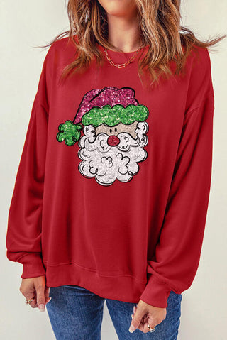 Shop Santa Graphic Round Neck Long Sleeve Sweatshirt Now On Klozey Store - Trendy U.S. Premium Women Apparel & Accessories And Be Up-To-Fashion!