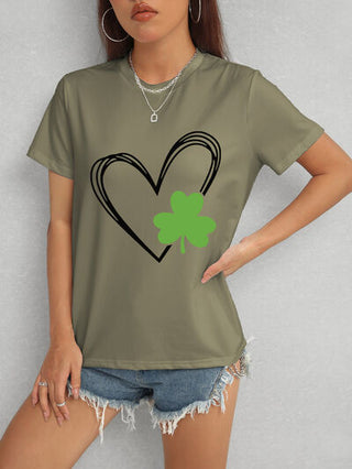 Shop Heart Lucky Clover Short Sleeve T-Shirt Now On Klozey Store - Trendy U.S. Premium Women Apparel & Accessories And Be Up-To-Fashion!