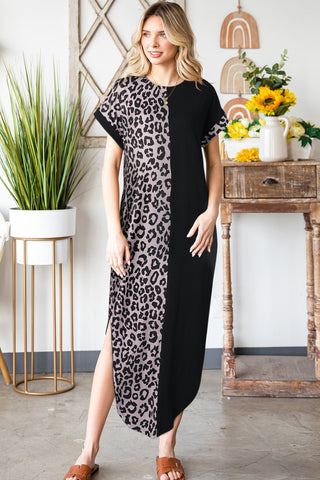 Shop Leopard Color Block Split Dress Now On Klozey Store - U.S. Fashion And Be Up-To-Fashion!
