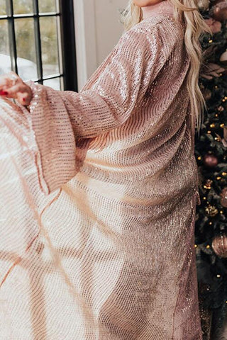 Shop Sequin Open Front Long Sleeve Cardigan Now On Klozey Store - Trendy U.S. Premium Women Apparel & Accessories And Be Up-To-Fashion!