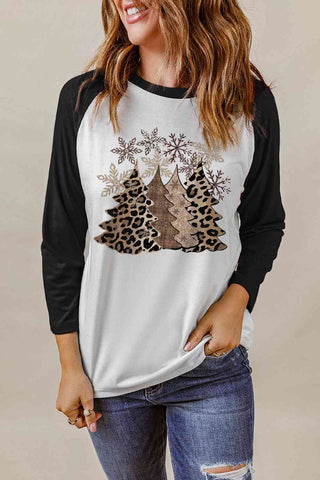 Shop Christmas Tree Graphic Round Neck T-Shirt Now On Klozey Store - Trendy U.S. Premium Women Apparel & Accessories And Be Up-To-Fashion!