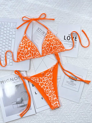 Shop Leopard Print Halter Neck Tie Side Bikini Set Now On Klozey Store - Trendy U.S. Premium Women Apparel & Accessories And Be Up-To-Fashion!